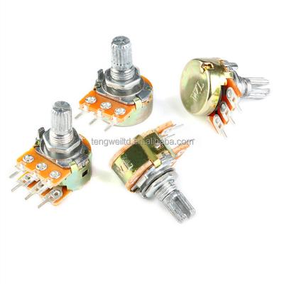 China Single PC 15MM B1K Pins Rotary Potentiometers WH148 1Kohms 20% Metal Dimmers for sale