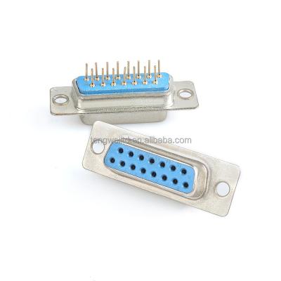 China D-Sub 15Pin 180C Straight FEMALE Connector SOLDER PCB Type NO SCREW DB15 DP15 DP15-FM for sale