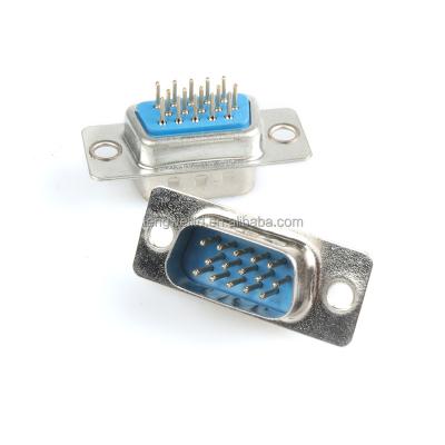 China D-Sub 15Pin 3Rows 180C Straight MALE Connector SOLDER PCB Type NO SCREWS DB15 DP15 DP15-M for sale