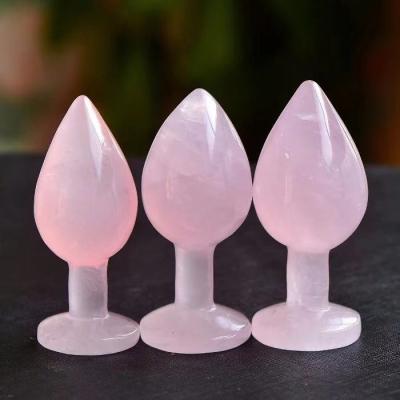 China Realistic Artificial Penis China Rose Quartz Crystal Dildos Natural Cut Out Handmade For Women Masturbation for sale