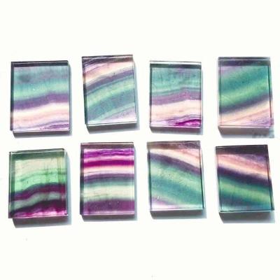 China China Sell High Quality Natural Crystal Square Rainbow Fluorite Pendants For Business Gifts for sale