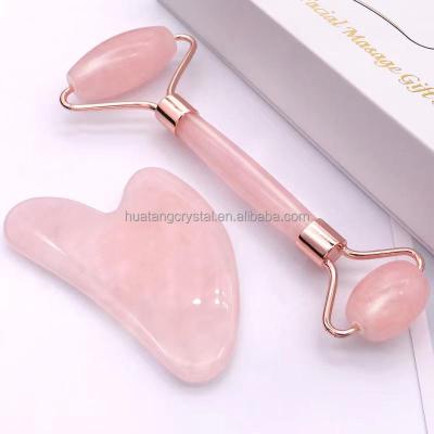 China China Wholesale Natural Crystal Facial Roller Rose Quartz Massage For Healing for sale