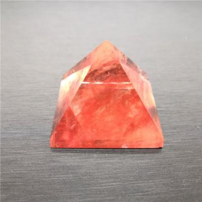 China China Crystal Red Smelting Quartz Pyramid Wholesale Artificial Crystal For Reiki Healing for sale