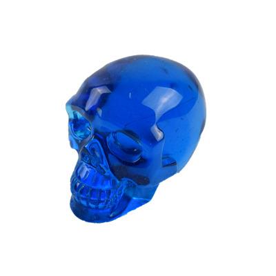 China India Wholesale Halloween Decoration Natural Handmade Blue Glass Polished Skulls Carved Ornaments for sale