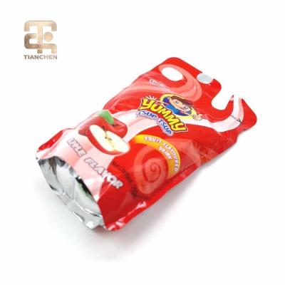 China Recycled Materials Customized Plastic Aluminum Beverage Juice Water Packaging Stand Up Disposable Drinking Bag Pouch With Straw for sale