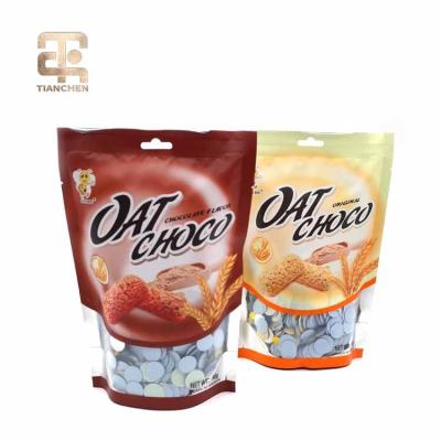 China Recyclable Stand Up Pouch Cookies Plastic Packaging Bag With Logos For Snack Food for sale