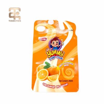 China Recycled Materials Wholesale Stand Up Aluminum Foil Juice Beverage Bag With Hole Disposable Water for sale