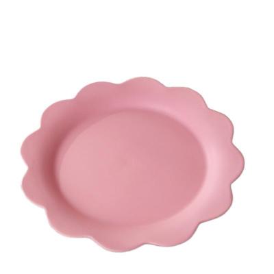 China Wholesale Viable Pink Flower Shaped Matte Ceramic Dish Plates For Dessert for sale