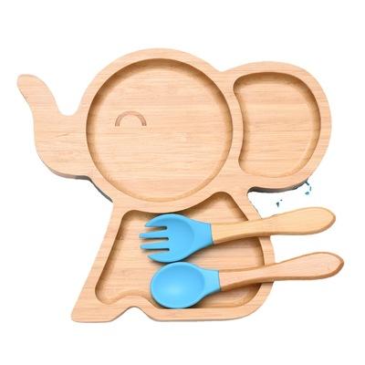 China Durable Amazon Hot Sale Cartoon Children Silicone Kids Dish Bamboo Baby Dishes for sale