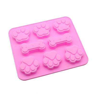 China Viable Silicone Cake Paw Shaped 3D Dog Baking Mold For Candy Biscuit Cookie for sale