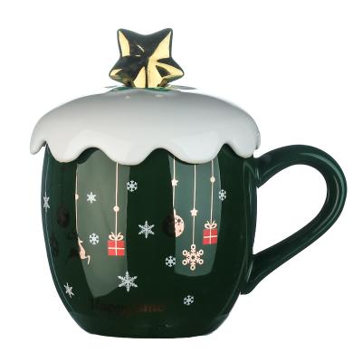 China Viable Wholesale Cute Pink Christmas Heater Ceramic Coffee Mug With Spoon for sale