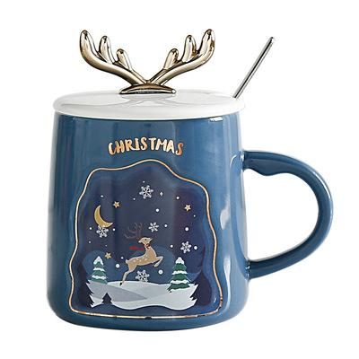 China Stocked Students Personalized Design Christmas Coffee Mug With Lid And Spoon for sale