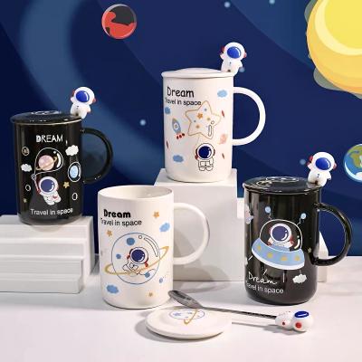 China Wholesale Astronaut Stocked Printed Custom Personalized Coffee Mug With Spoon for sale