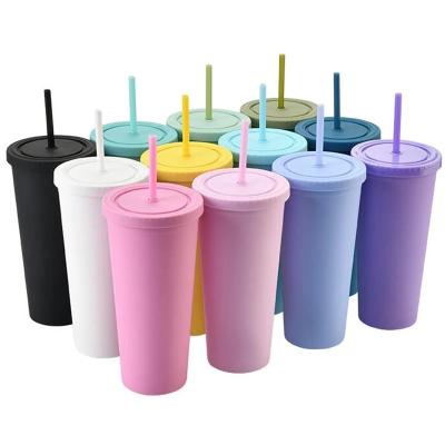 China Customs Single Wall 22oz Personalized Plastic Mugs No Matte Tumbler Cups With Minimum Lid for sale