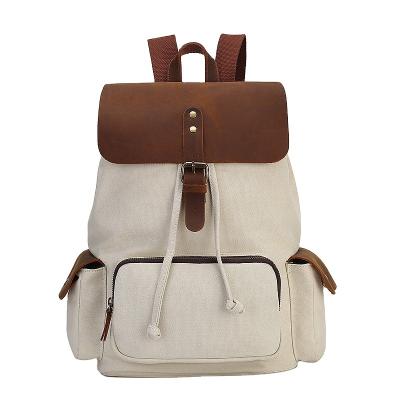 China 2021 New Retro Casual Anti-theft Crazy Horse Canvas Leather Backpack for sale