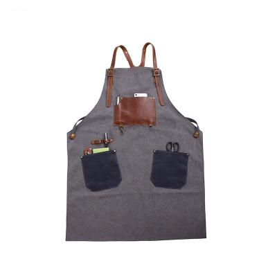 China High Quality Retro New Craftsman Design Piece Wear-resistant Coffee Cotton Canvas Retro Apron High Quality Work Apron for sale