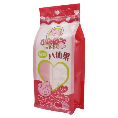 China Flat Bottom Aseptic Custom Clear Plastic Food Bags With Window Display Zip Lock for sale