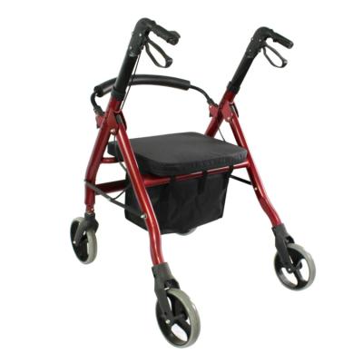 China Heavy Duty Aluminum Alloy Shopping Four Wheels Aluminum Rollator Walker for sale