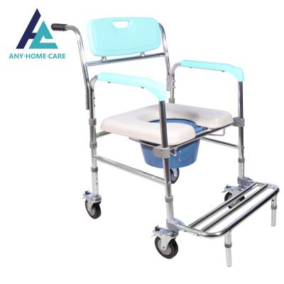 China Aluminum Alloy Handicapped Products Human Functional Folding Toilet Chair In Bathroom For Elderly for sale