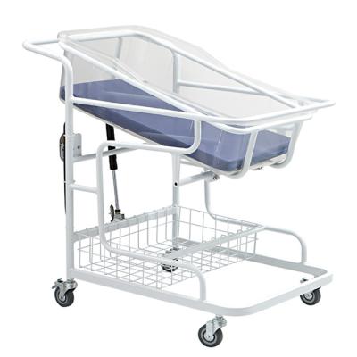 China Chinese Newborn Height Adjustable Powder Coated Steel Hospital Bed Trolley for sale