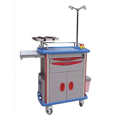 China Easy To Clean Red Color ABS Medicine Emergency Treatment Trolley for sale