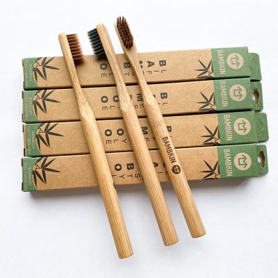 China BAMBKIN Disposable Eco-friendly Natural Wooden Bamboo Hotel Organic Toothbrush Travel for sale