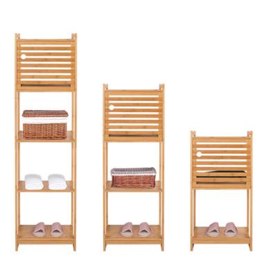 China BAMBKIN 2/3/4 Tier Sustainable Storage Rack Shelf Bamboo Bamboo Bathroom for sale