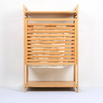 China BAMBKIN Eco-friendly Durable Bamboo Clothes Storage Rack Frame Laundry Baskets for sale