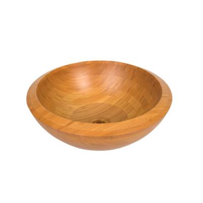 China BAMBKIN Traditional Round Vessel Sinks Bamboo Wash Basin Bathroom Vanity Basin Sink for sale