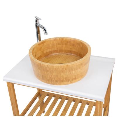 China BAMBKIN Eco-friendly Top Selling Round Bamboo Vessel Face Wash Basin Basin Sink Bathroom for sale