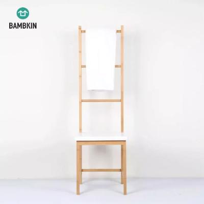 China BAMBKIN Eco-friendly Natural Bathroom Chair Bamboo Seat Towel Rack for sale