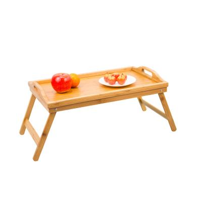 China Hotel Home Restaurant Large Bamboo Wooden Serving Tray Breakfast Tray with Handles Bench Table Laptop Bed Tray Table for sale