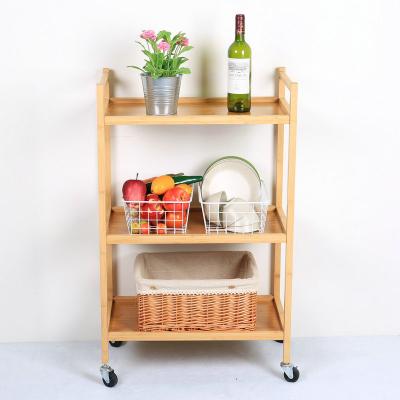 China Dining Car Bamboo Serving Car BAMBKIN Kitchen Trolley Bamboo Kitchen Trolley for sale