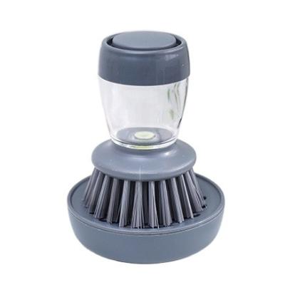 China 2022 Viable Functional Universal Press Hand Pot Pan Plam Sweep Cleaning Kitchen Dish Brush With Soap Dispenser for sale