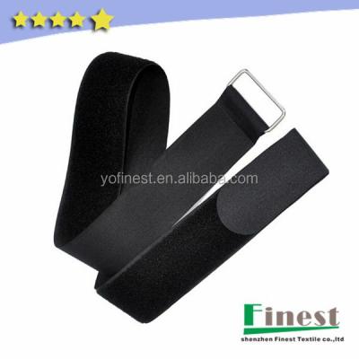 China Good quality durable black hook and loop strap with metal buckle for sale