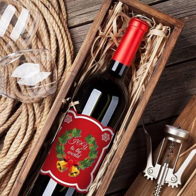 China Custom Waterproof Christmas Theme Bottle Wine Label Decoration Bottle Wine Dinner Event Waterproof Sticker for sale