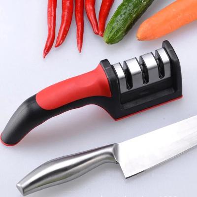 China Hot Sale Amazon Mini Manual Stainless Steel 3 Stage Viable Professional Kitchen Handheld Knife Sharpener for sale