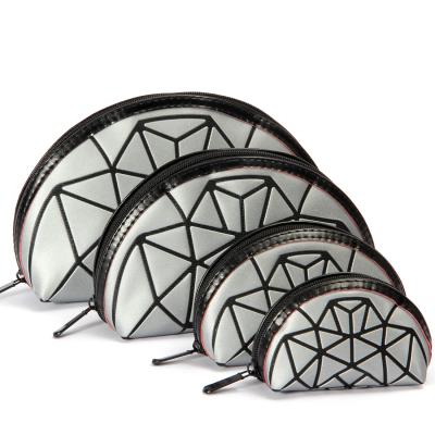 China Fashion 4pcs Sets Lady's Helix Shaped Mini Geometric Flabelli Cosmetic Bag Makeup Pouch Flabelliform Bag for sale