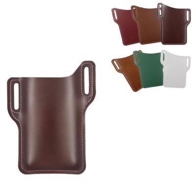 China Imitation Leather Men's Outdoor Waist Mobile Phone Bag Protective Anti-lost Hanging Vertical PU Waist Bag Male Bag for sale