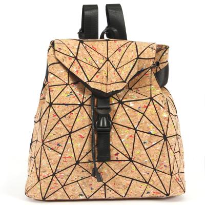 China None Have 2021 Eco-Friendly Fashion School Bag Men Women Natural Geometric Wooden Stylish Cork Sling Backpack for sale