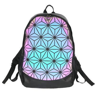 China 2021 Waterproof Luminous Geometry Triangle Travel Rucksack Student Backpack Laptop Bag for sale