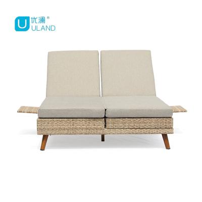 China Modern Outdoor Wicker Patio Pool Patio Furniture Double Beach Uland Chair Sun Couch for sale