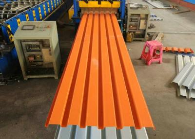 China Orange Color Powder Coated Corrugated Steel Roofing Sheets / Corrugated Metal Panels for sale