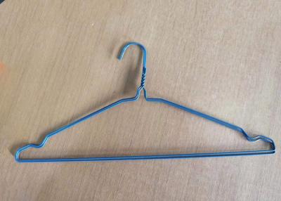 China Disposable 16 Inch Dry Cleaner Wire Clothes Hanger Blue Powder Coated for sale