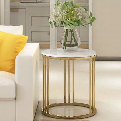 China Modern small side top coffee table marble coffee table frame stainless steel gold round tea table for sale