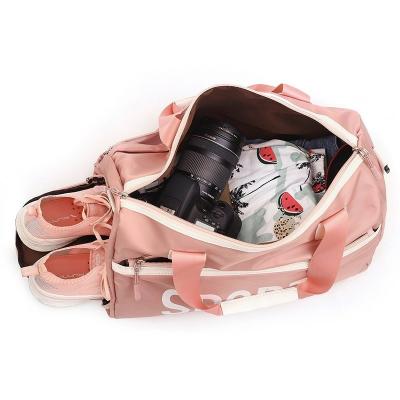 China Cheap Price Water Resistant Oxford Zipper Sport Fashion Gym Bag Women Sports Luggage Travel Bags With Shoe Compartment for sale