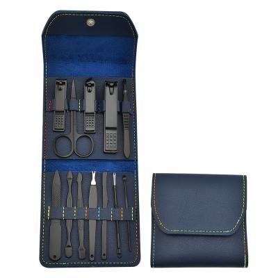 China Stainless+Professional Fancy Primacy Quality PU Leather Case Design 12 Piece Set Nail Clippers Catcher for sale