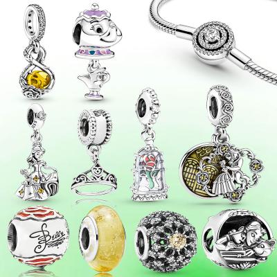 China FASHIONABLE Wholesale Princess Collection Beauty and the Beast Pendant 925 Sterling Silver DIY Bracelet Charm for sale