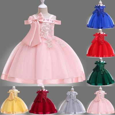 China wholesale Anti-Wrinkle Princess Evening Dress Girl's Princess Bridesmaid Dress Banquet Children's Elegant Moving Net Dress for sale