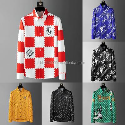 China New color contrast anti-pilling street clothing shirt checked men's slim fit business shirt Italian casual men's clothing men's shirt for sale